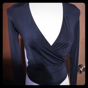 BNWT Faux-wrap shine bodysuit